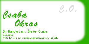 csaba okros business card